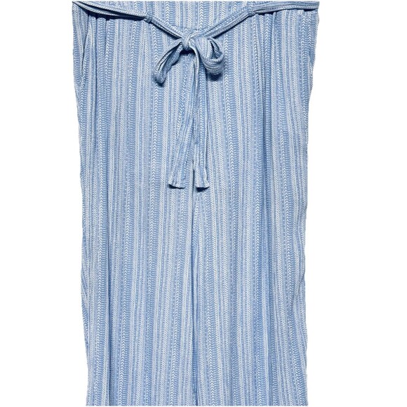 Torrid Palazzo Blue / White Elastic Waist Pants Upper Lined with Belt size 0 - Picture 2 of 5